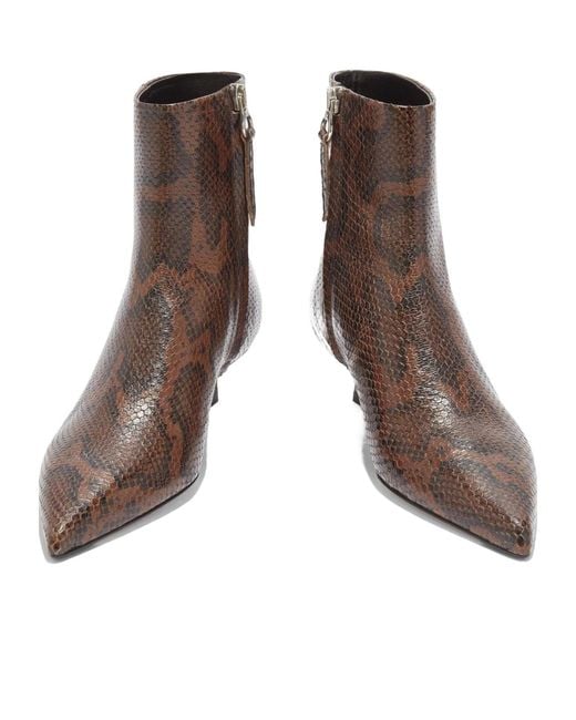 Aeyde Brown Cow Print Ankle Heeled Boots