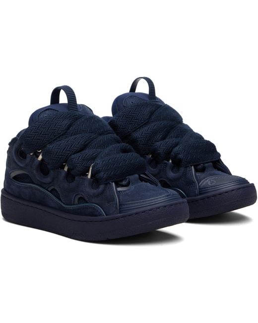 Lanvin Blue Curb Leather Sneakers for men