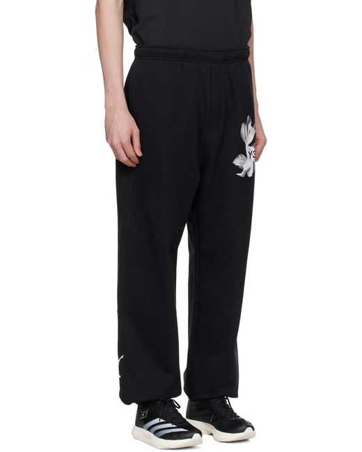 Y-3 Black Graphic Sweatpants for men