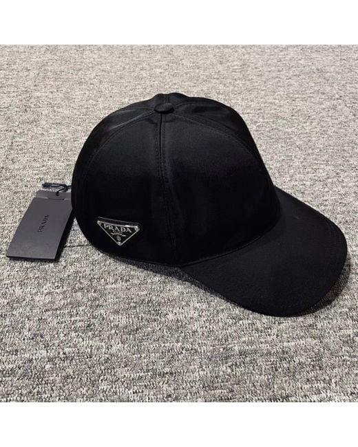 Prada Black Logo Plaque Curved-Peak Baseball Hat