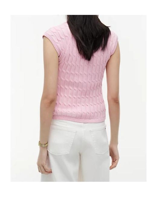 Tommy Hilfiger Pink Cable-Knit Sleeveless Cardigan