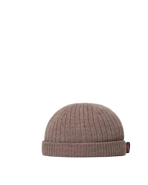 Gucci Brown Rib Knit Wool Hat for men
