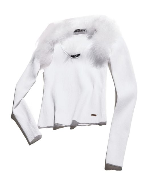 Gucci White Rib Viscose Tank Top With Cardigan