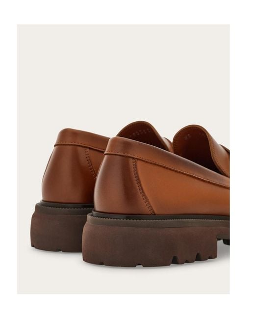 Ferragamo Brown Loafers With Gancini Embellishment for men