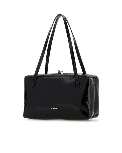 Jil Sander Black Goji Pillow Logo Stamp Tote Bag