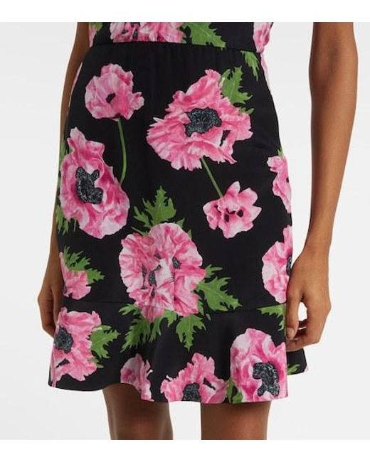 Stella McCartney Purple Iconic Floral Ruffled Silk Minidress