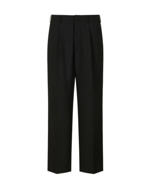 Marni Black Wool Trousers With Geometric Jacquard Motif for men