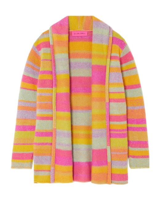 The Elder Statesman Pink Striped Cashmere Cardigan