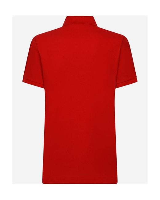 Dolce & Gabbana Red Cotton Piqué Polo-Shirt With Branded Tag for men