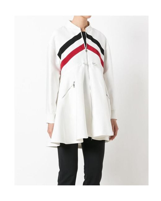 Moncler White Striped Flared Casual Jacket