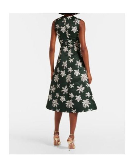Emilia Wickstead Green Rumi Floral Genzianella Midi Dress