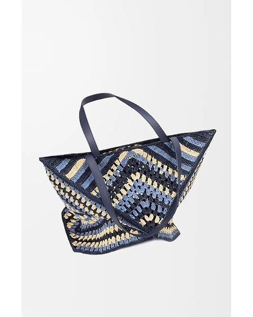 Loewe Blue Puzzle Fold Xl Crochet Tote Bag for men