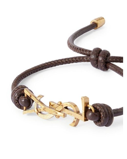 Saint Laurent White Cassandre Cord Bracelet for men
