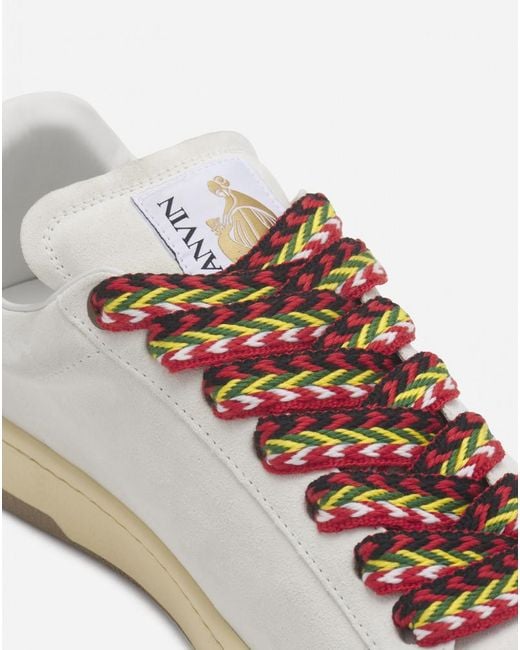 Lanvin White Suede Curb Lite Sneakers For for men