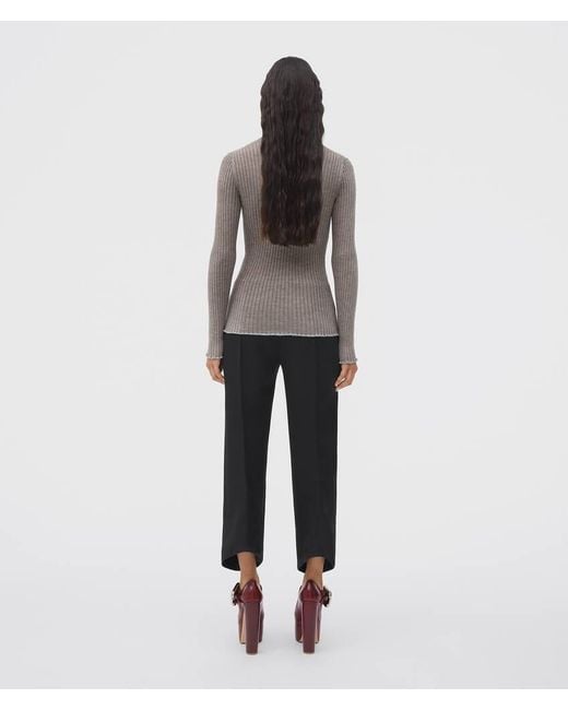 Bottega Veneta Gray Long-Sleeved Knitted Sweater