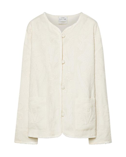 Forte_forte White Iris Embroidered Jacket