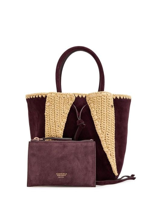 Gabriela Hearst Black Marija Small Raffia And Suede Tote Bag