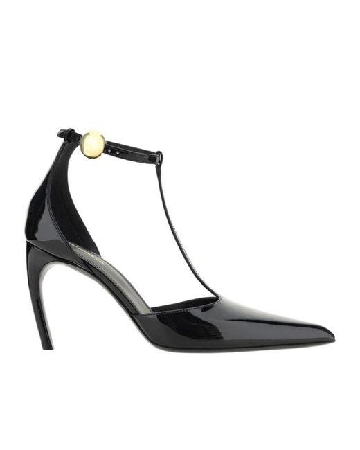Ferragamo Black T-Strap Pointed-Toe Pumps