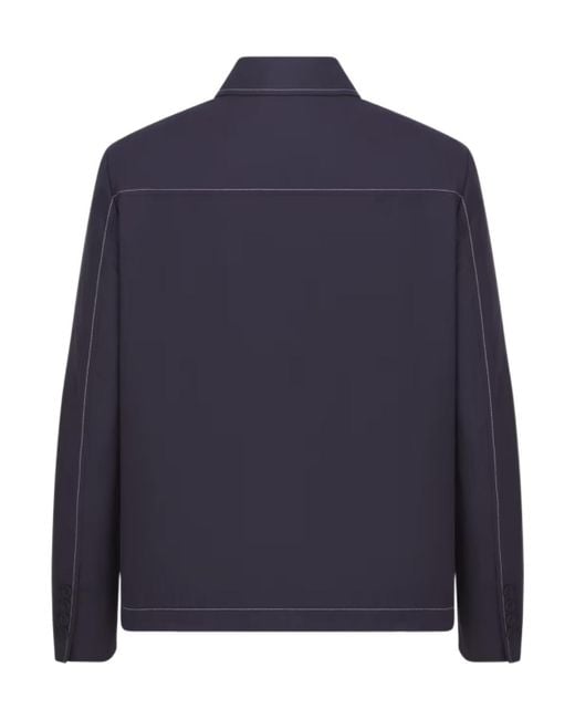 Dior Blue Homme Collared Button-Up Jacket for men