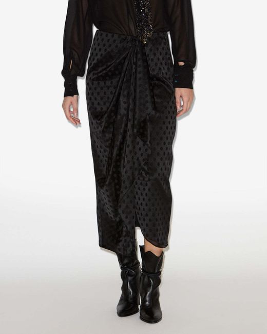 Isabel Marant Black Asymmetrical Hem Draped Skirt