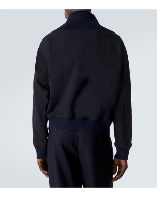 Jil Sander Blue Cotton Half-Zip Sweatshirt for men