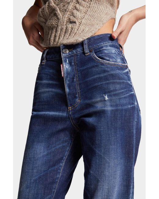 DSquared² Blue Logo-Patch Distressed Jeans