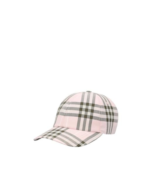 Burberry White Checked Baseball Cap