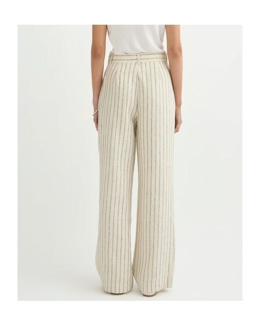 Posse Natural Pinstripe Pleated Trousers