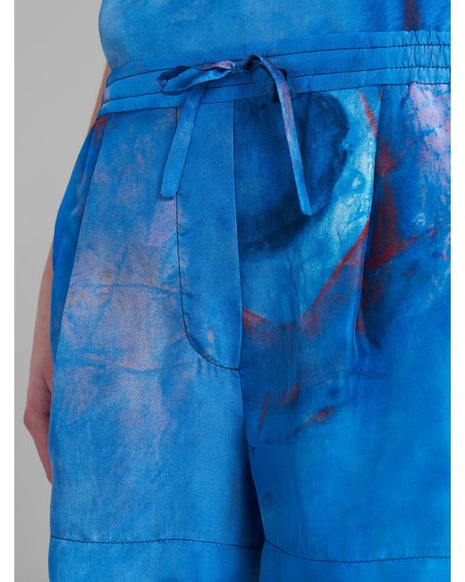 Marni Blue Buchi Printed Drawstring Shorts