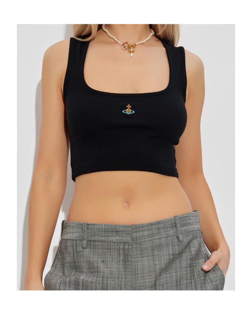 Vivienne Westwood Black Orb Embroidered Top