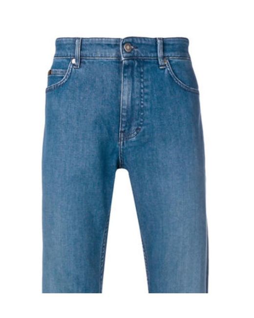Boss Blue Logo Straight Jeans for men