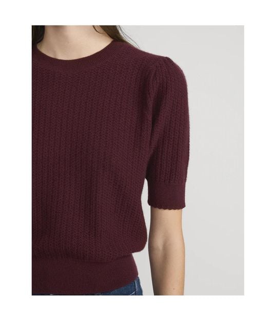 FRAME Red Crew Neck Short-Sleeved Sweater