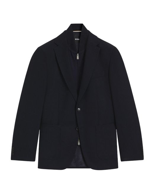 Boss Blue Single-Breasted Blazer for men