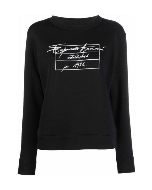 Emporio Armani Black Logo-Print Long-Sleeve Sweatshirt
