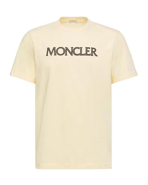 Moncler Natural Logo Velvet Detail T-Shirt for men