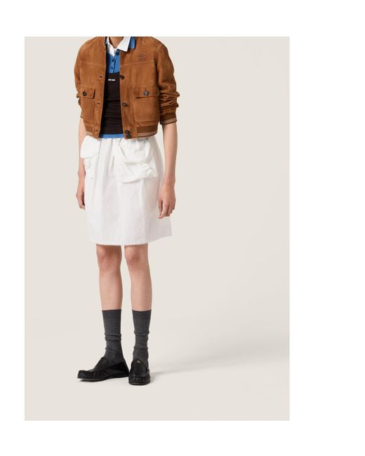 Miu Miu Brown Button-Up Cropped Blouson Jacket