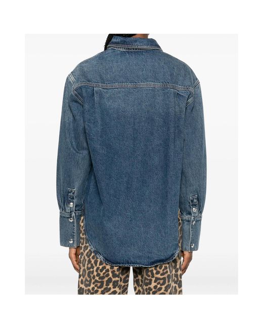 Anine Bing Blue Dante Long Sleeved Oversized Shirt