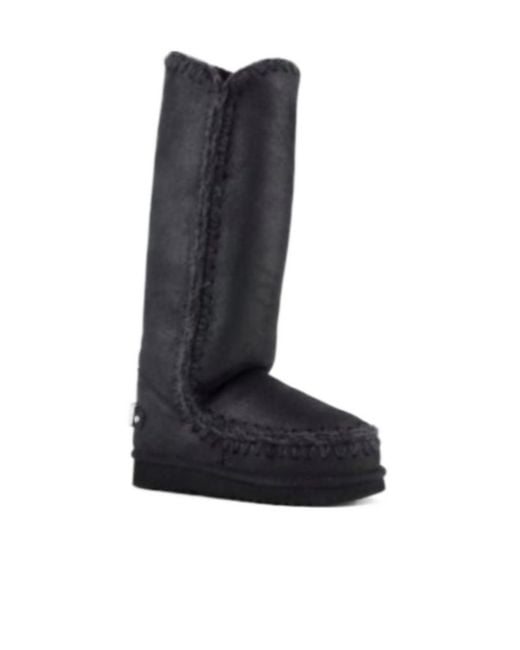 Mou Blue Glitter Logo Eskimo Boots