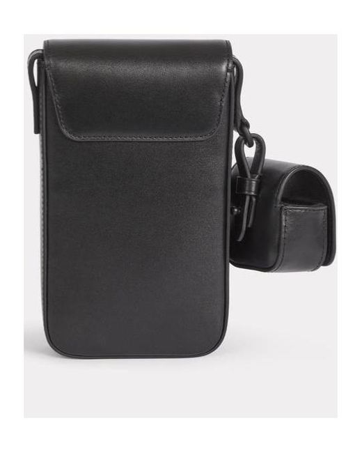 KENZO Black Stamp Foldover Top Crossbody Bag