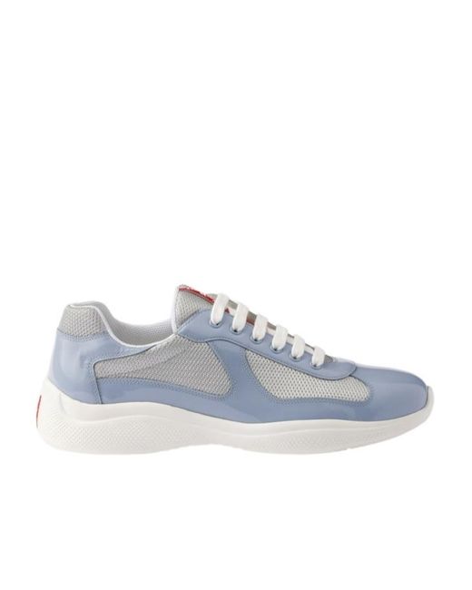 Prada Linea Rossa Blue Patent Leather And Technical Fabric Prada America's Cup Sneakers for men