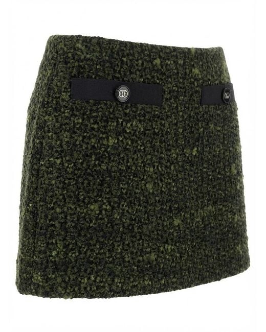 Gucci Green Bouclé Mini Skirt