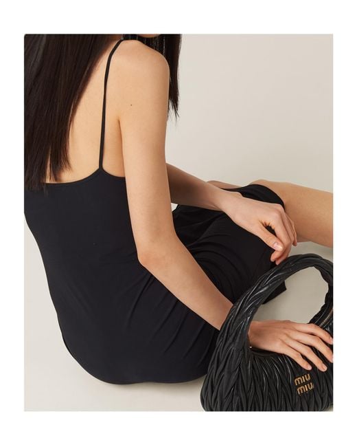 Miu Miu Black Logo-Detailed Sleeveless Dress