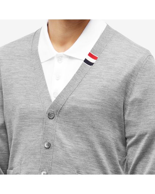 Thom Browne Gray Button-Up Knitted Cardigan for men