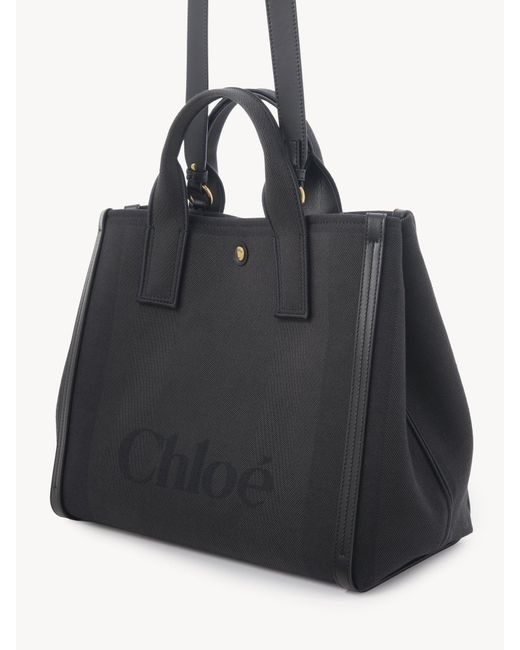 Chloé Black Chloé Carry Logo Detailed Large Tote Bag