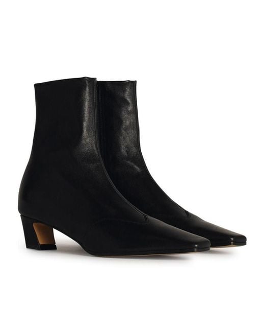 Khaite Black Nevada Almond Toe Ankle Boots