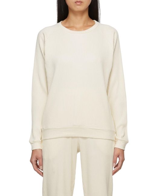 Baserange White Crew Neck Ribbed Sweatshirt