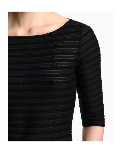 Emporio Armani Black Striped Boat Neck Jumper