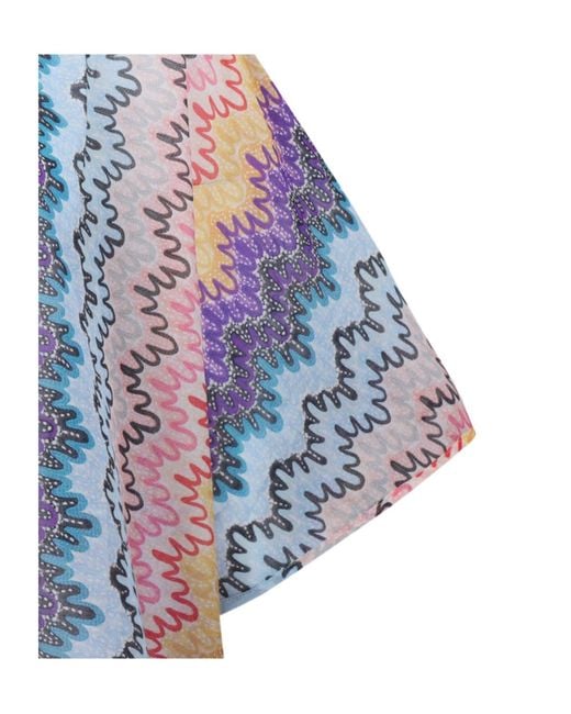 Missoni Blue Zigzag Patterned Short-Sleeved Shirt