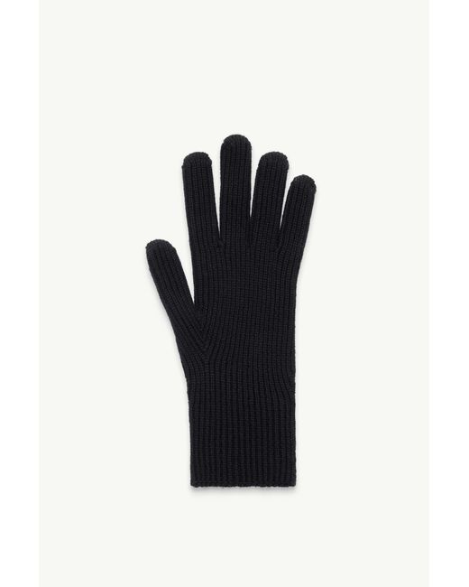 Moncler Black Logo Patch Knitted Gloves for men