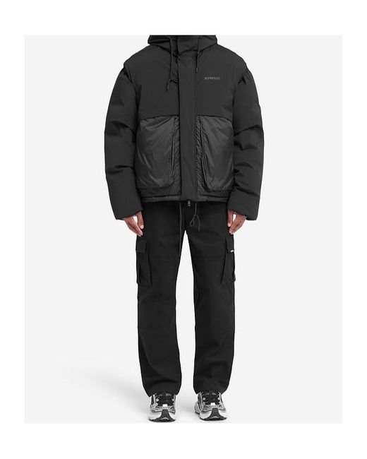 Represent Black Hooded Puffer Jacket for men